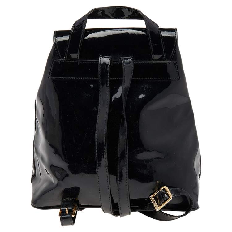 Pre Owned Nina Ricci Black Patent Leather Backpack
