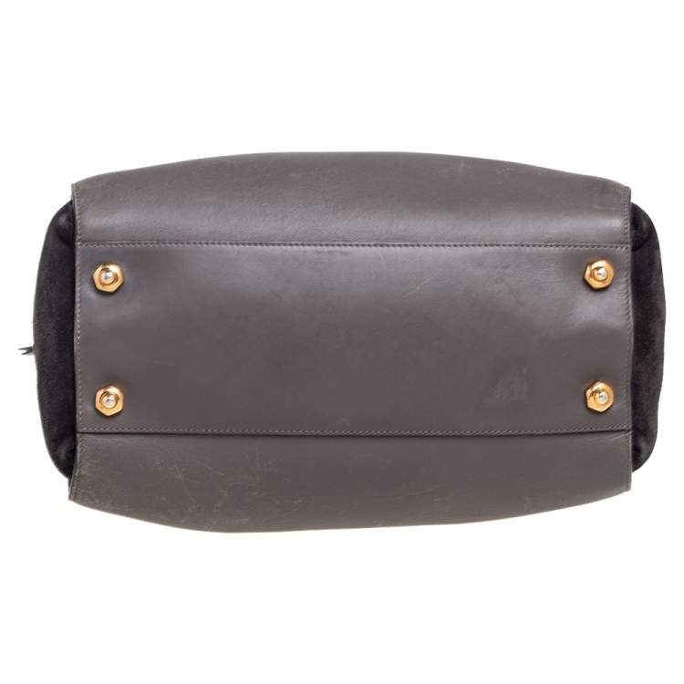 Pre Owned Nina Ricci Grey Leather and Suede Medium Marche Tote