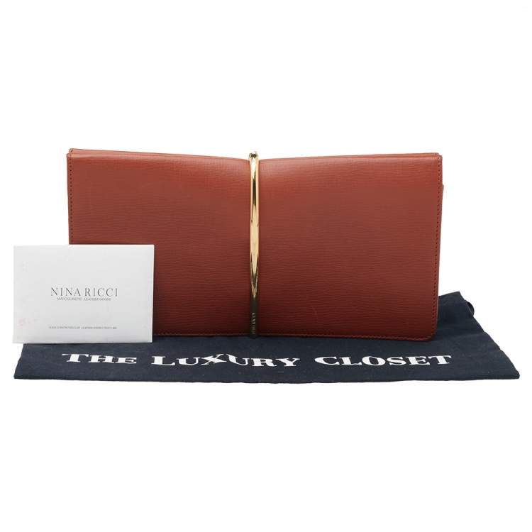 Pre Owned Nina Ricci Brown Leather Arc Clutch