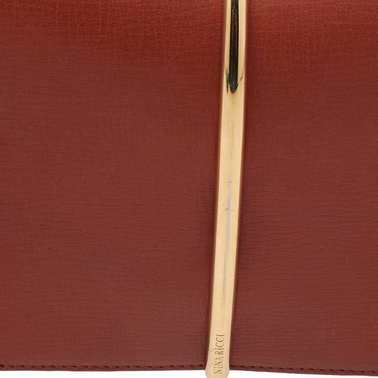 Pre Owned Nina Ricci Brown Leather Arc Clutch