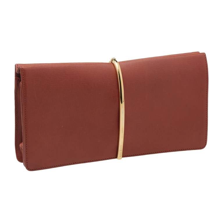 Pre Owned Nina Ricci Brown Leather Arc Clutch