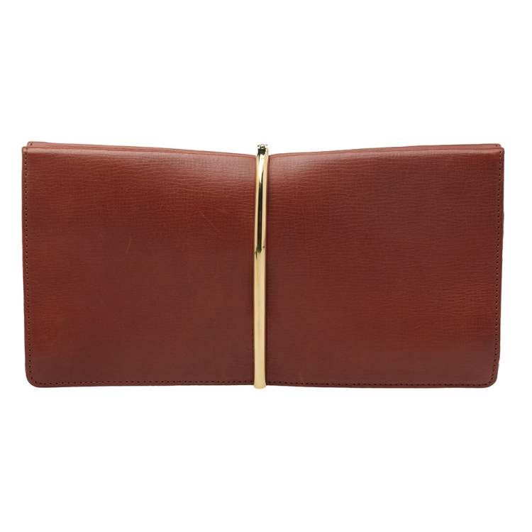 Pre Owned Nina Ricci Brown Leather Arc Clutch