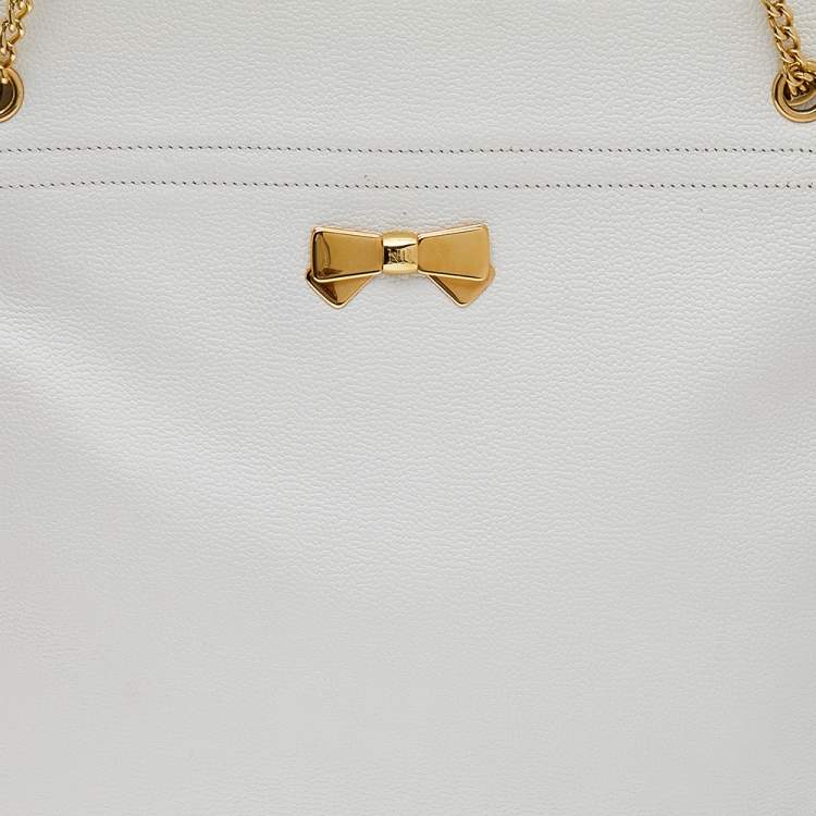 Pre Owned Nina Ricci White Leather Chain Shoulder Bag