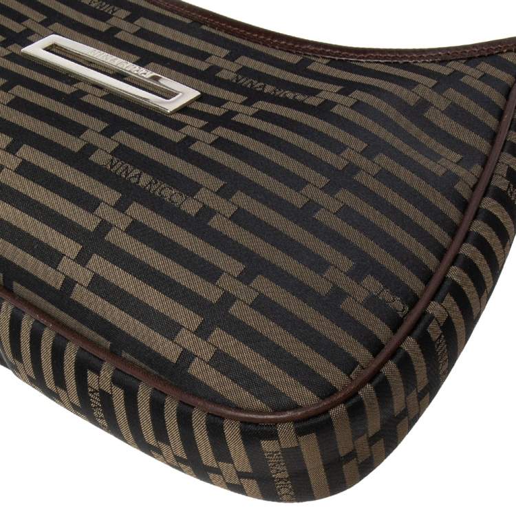 Pre Owned Nina Ricci Tobacco Printed Nylon Shoulder Bag