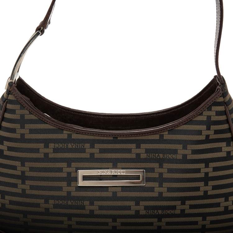 Pre Owned Nina Ricci Tobacco Printed Nylon Shoulder Bag