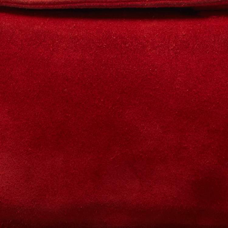 Pre Owned Nina Ricci Red Suede Chainlink Baguette Bag