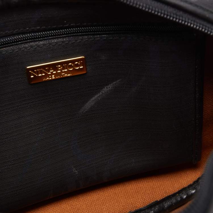 Pre Owned Nina Ricci Black Printed Coated Canvas Logo Shoulder Bag