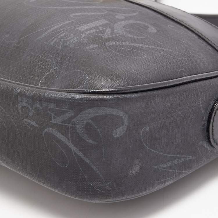 Pre Owned Nina Ricci Black Printed Coated Canvas Logo Shoulder Bag
