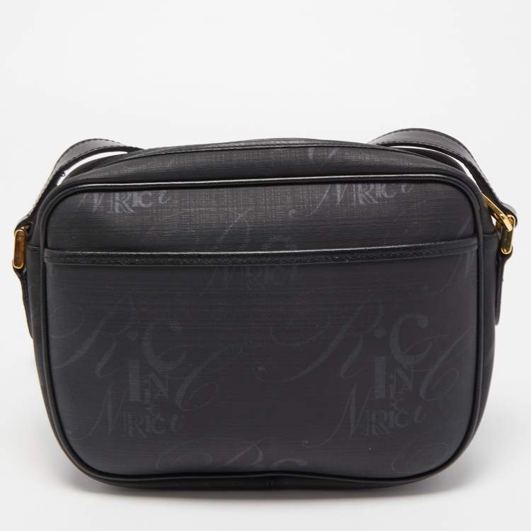 Pre Owned Nina Ricci Black Printed Coated Canvas Logo Shoulder Bag