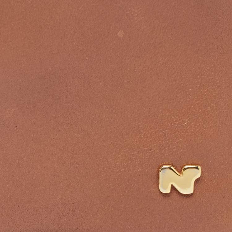 Pre Owned Nina Ricci Two Tone Brown Leather Bifold Compact Wallet