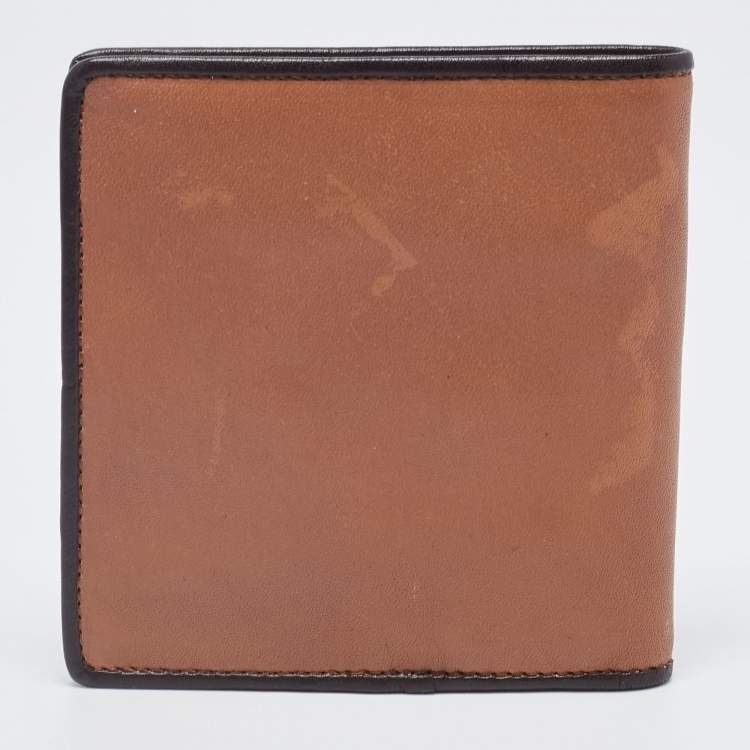 Pre Owned Nina Ricci Two Tone Brown Leather Bifold Compact Wallet