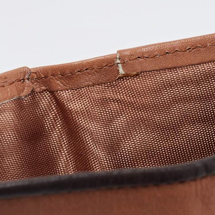 Pre Owned Nina Ricci Two Tone Brown Leather Bifold Compact Wallet