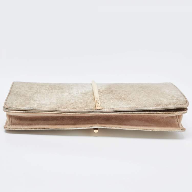 Pre Owned Nina Ricci Gold Leather and Suede Arc Clutch
