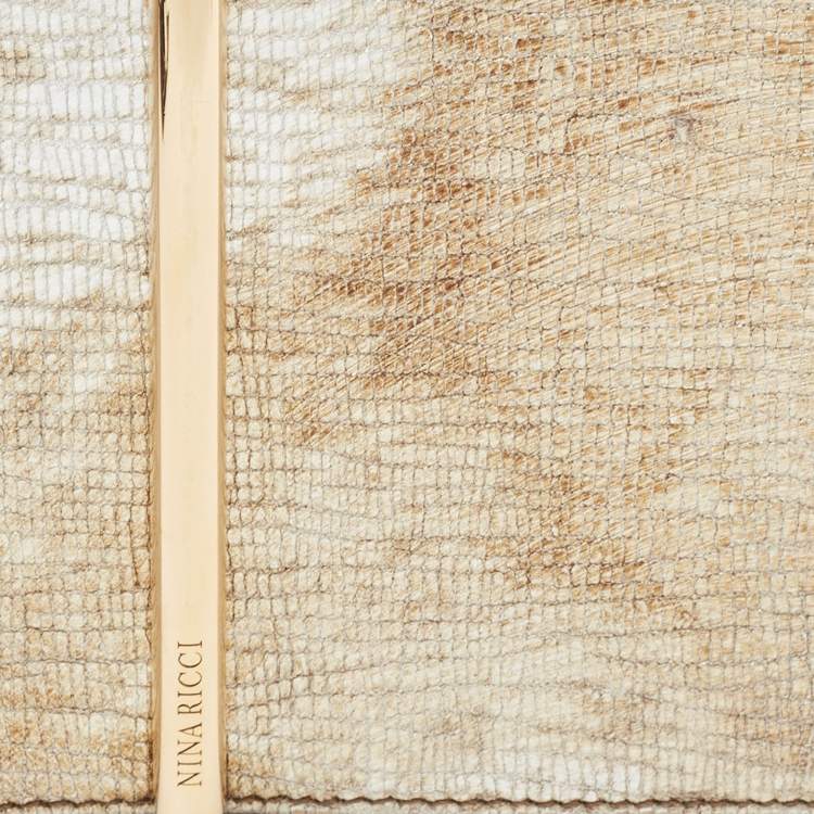 Pre Owned Nina Ricci Gold Leather and Suede Arc Clutch