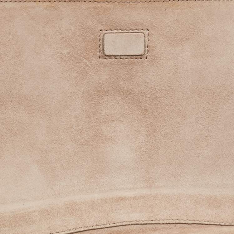 Pre Owned Nina Ricci Gold Leather and Suede Arc Clutch
