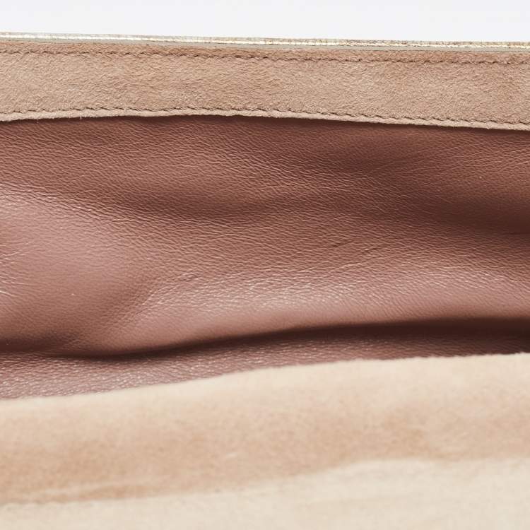Pre Owned Nina Ricci Gold Leather and Suede Arc Clutch