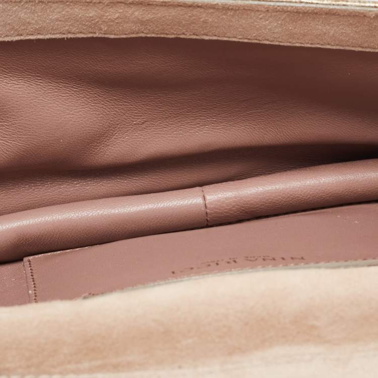 Pre Owned Nina Ricci Gold Leather and Suede Arc Clutch