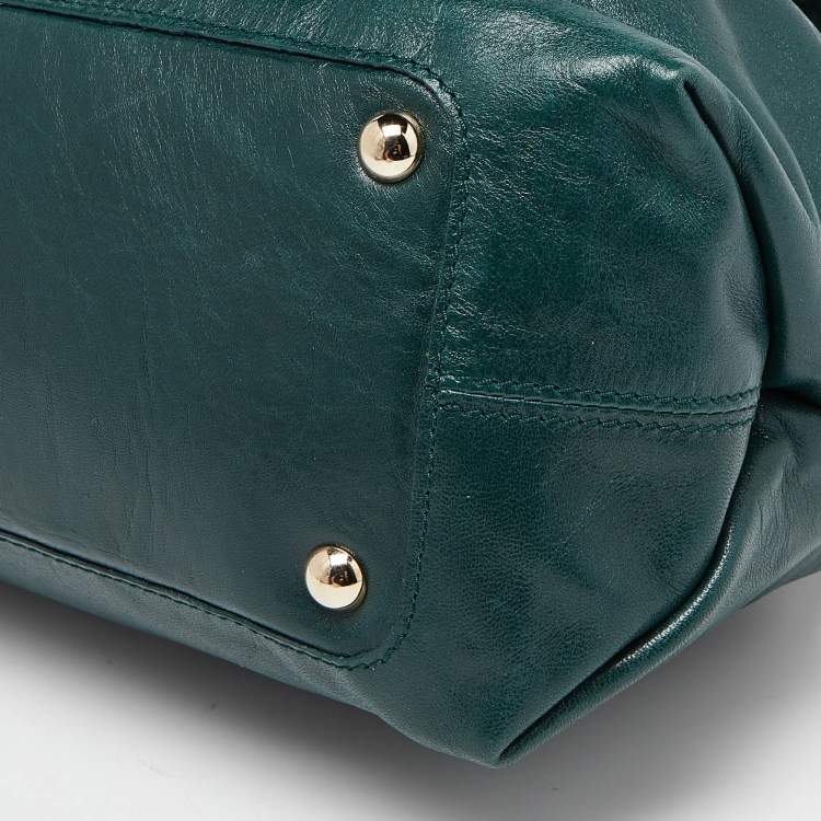 Pre Owned Nina Ricci Green Leather Flap Top Handle Bag