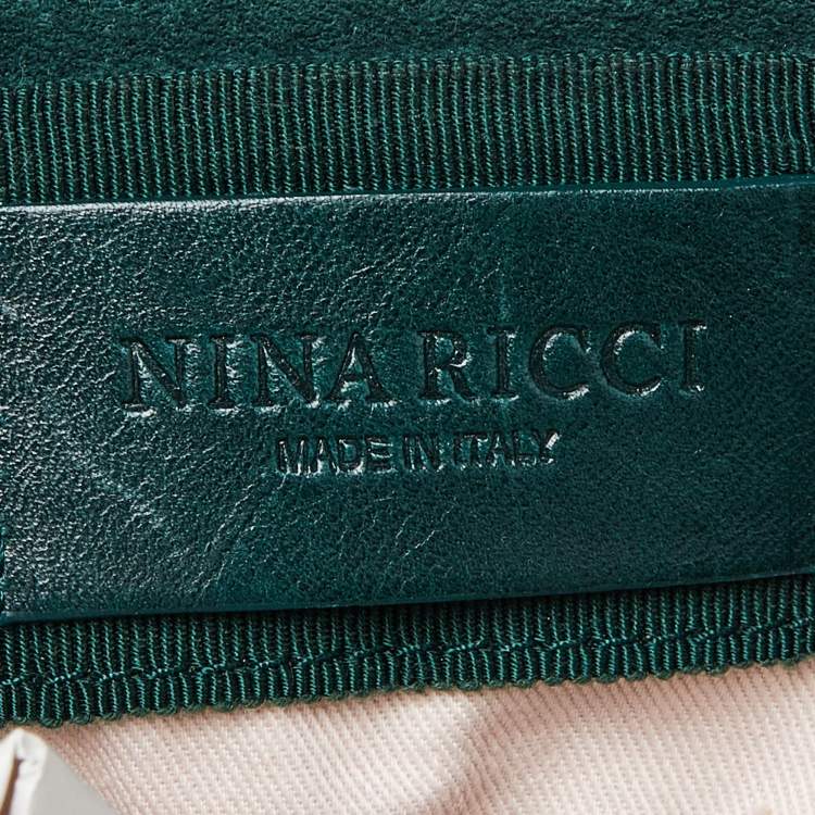 Pre Owned Nina Ricci Green Leather Flap Top Handle Bag