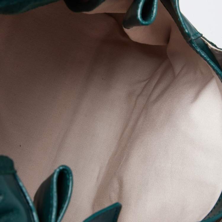 Pre Owned Nina Ricci Green Leather Flap Top Handle Bag