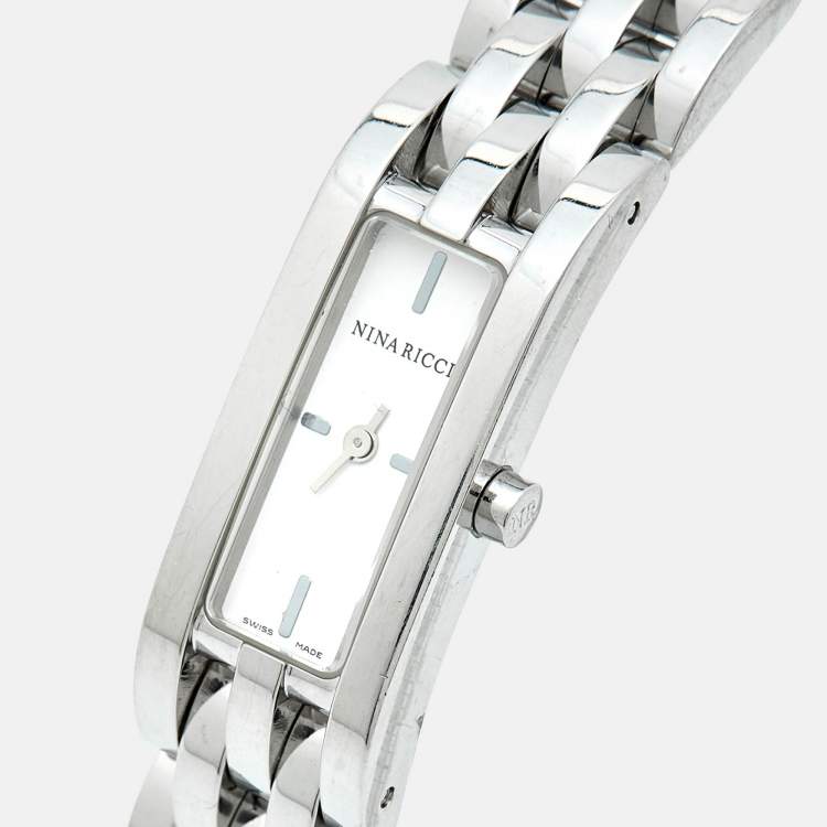 Pre Owned Nina Ricci N00172 White Dial Stainless Steel Women's Wristwatch 14 mm