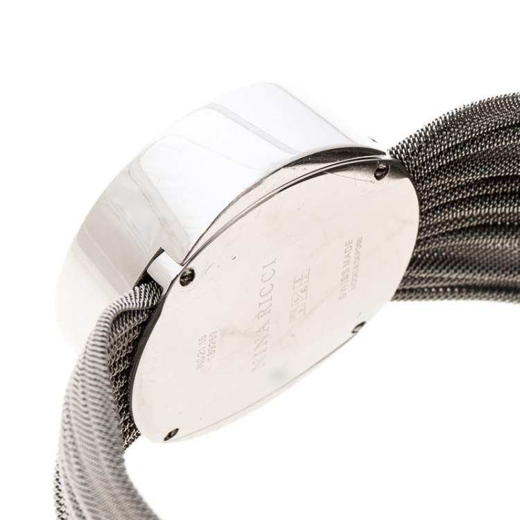 مملوكة مسبقًا Nina Ricci Silver White Stainless Steel Diamonds N021.15 Chronograph Women's Wristwatch 32 mm