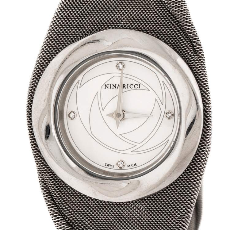 مملوكة مسبقًا Nina Ricci Silver White Stainless Steel NO31 Women's Wristwatch 28 mm