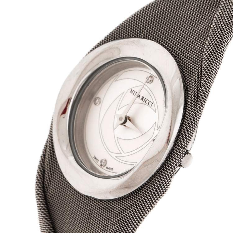 مملوكة مسبقًا Nina Ricci Silver White Stainless Steel NO31 Women's Wristwatch 28 mm