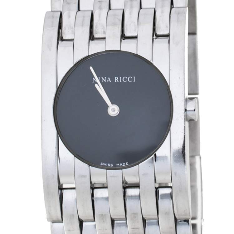 Pre Owned Nina Ricci Black Stainless Steel Classic N00113 Women's Wristwatch 25 mm