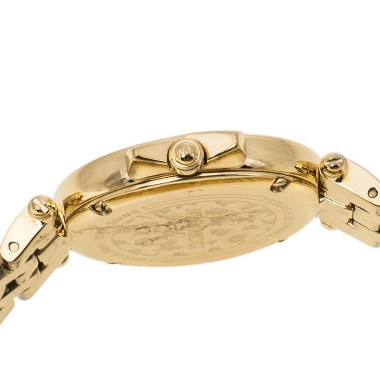 Pre Owned NIna Ricci Silver Yellow Gold Plated Stainless Steel Diamond Classic N067013SM Women's Wristwatch 33 mm