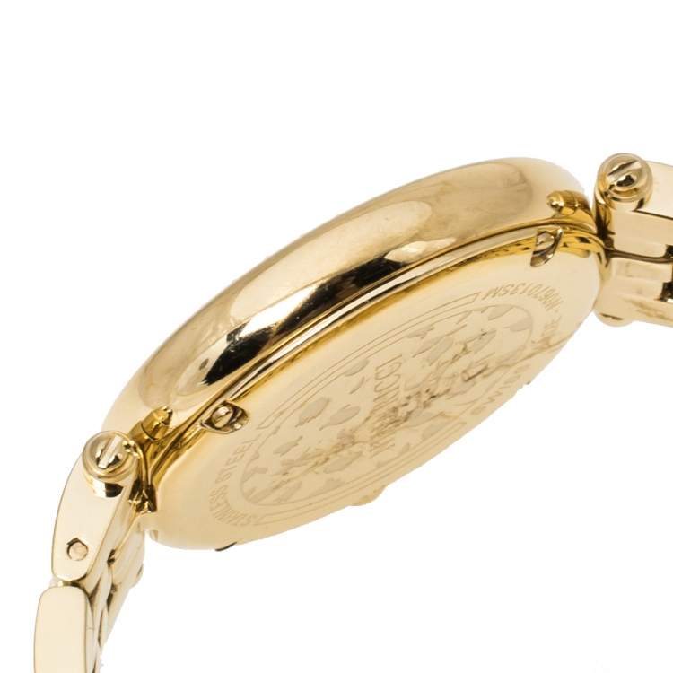 Pre Owned NIna Ricci Silver Yellow Gold Plated Stainless Steel Diamond Classic N067013SM Women's Wristwatch 33 mm