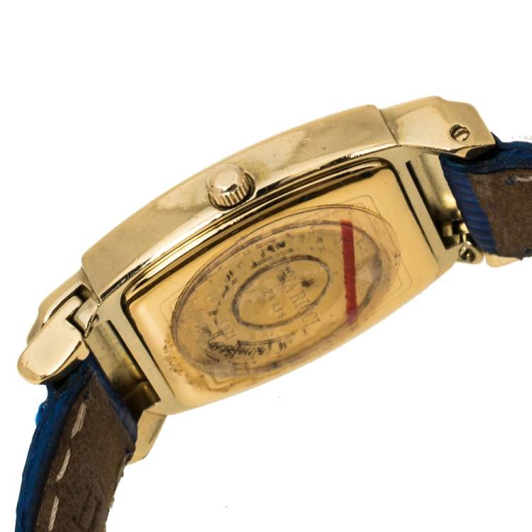 Pre Owned Nina Ricci Royal Blue Leather Gold Plated Women's Wristwatch 19mm