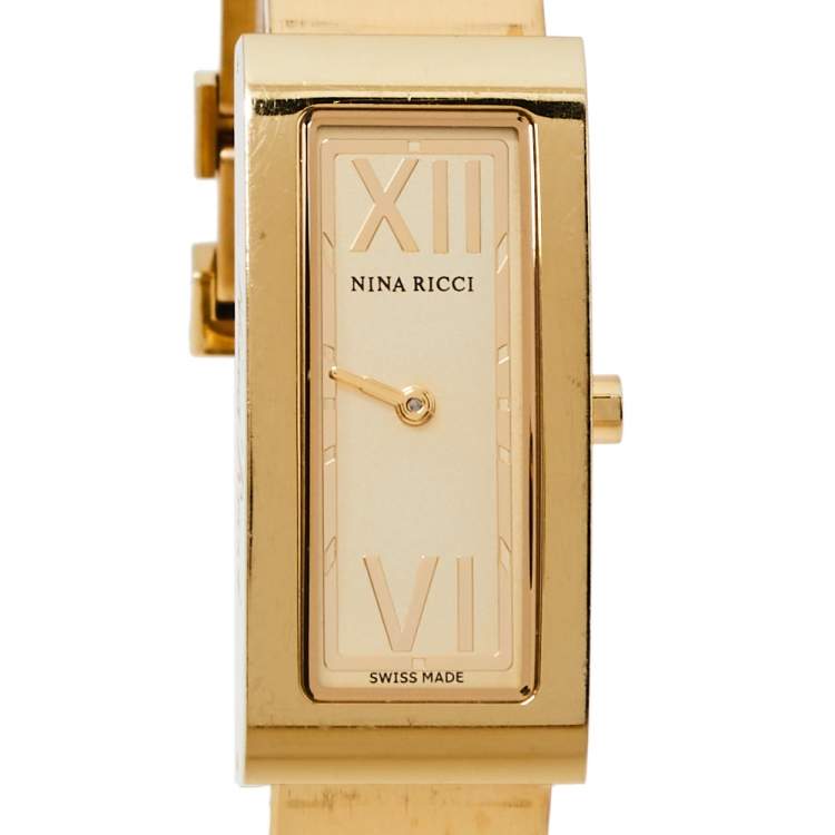 Pre Owned Nina Ricci Gold Tone Stainless Steel N029.02 Women's Wristwatch 17 mm