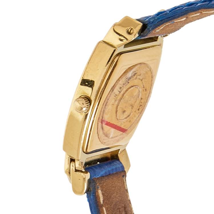 Pre Owned Nina Ricci Royal Blue Leather Gold Plated S971 Women's Wristwatch 20 mm