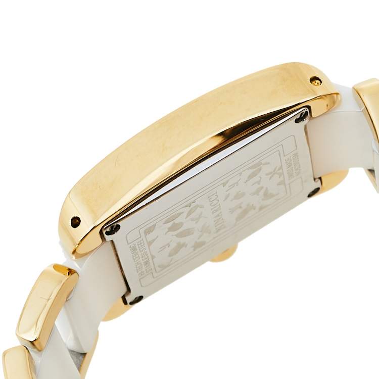 مملوكة مسبقًا Nina Ricci Silver Gold Plated Stainless Steel Ceramic NO62003SM Women's Wristwatch 24 mm 