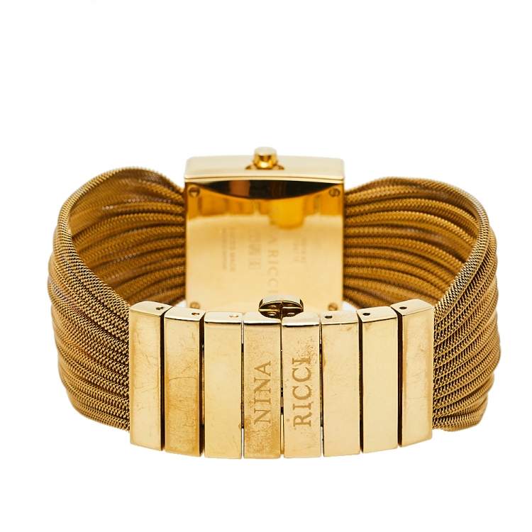 Pre Owned Nina Ricci Silver Gold Plated Stainless Steel NO19.42 Women's Wristwatch 24 mm