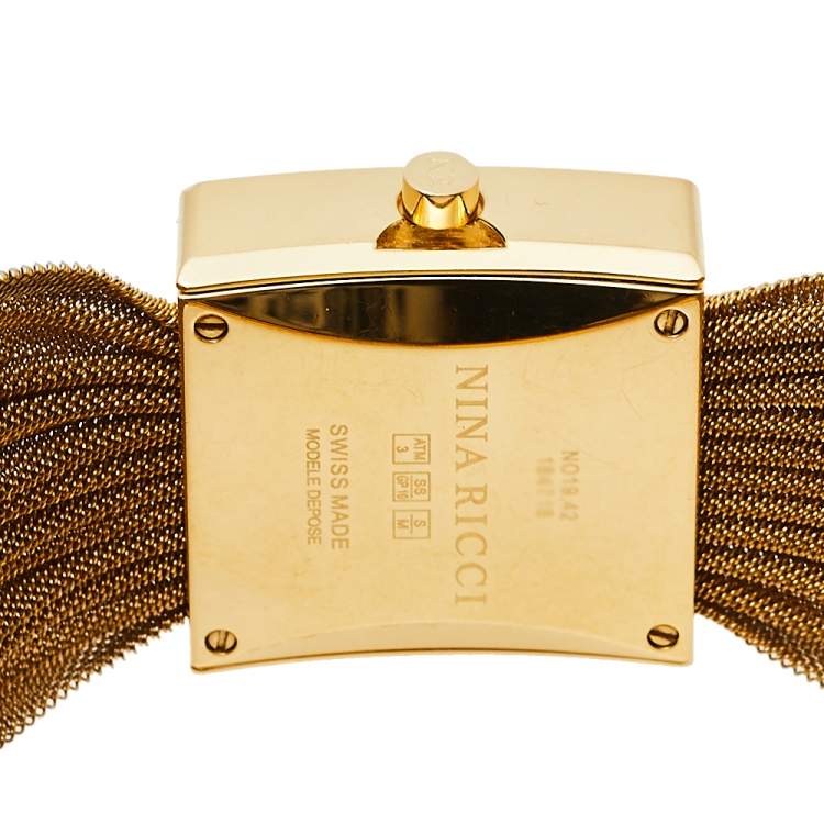 Pre Owned Nina Ricci Silver Gold Plated Stainless Steel NO19.42 Women's Wristwatch 24 mm