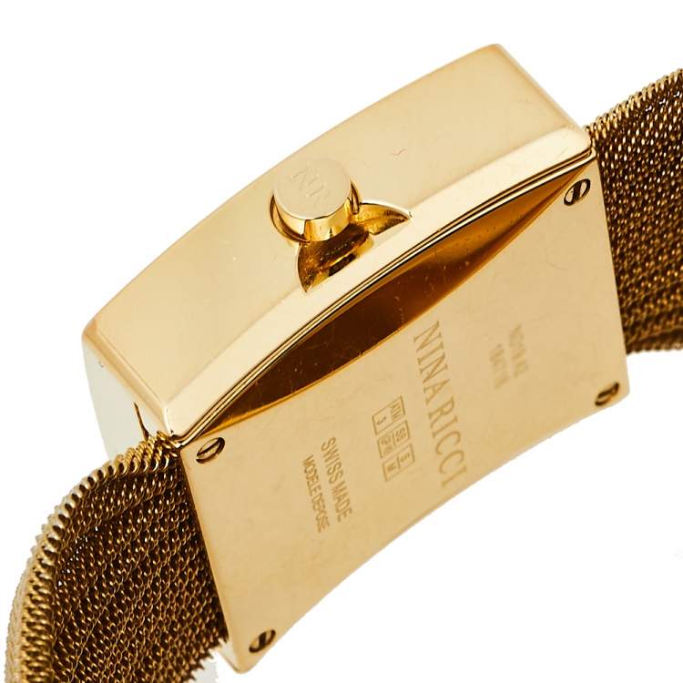 Pre Owned Nina Ricci Silver Gold Plated Stainless Steel NO19.42 Women's Wristwatch 24 mm