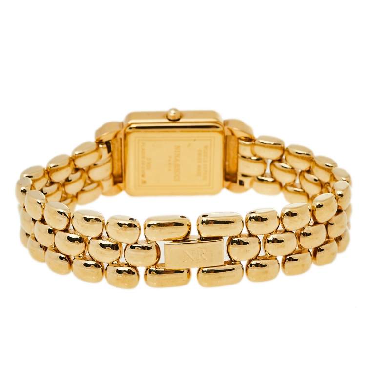 Pre Owned Nina Ricci Mother of Pearl Gold Plated Stainless Steel D950 Women's Wristwatch 18 mm