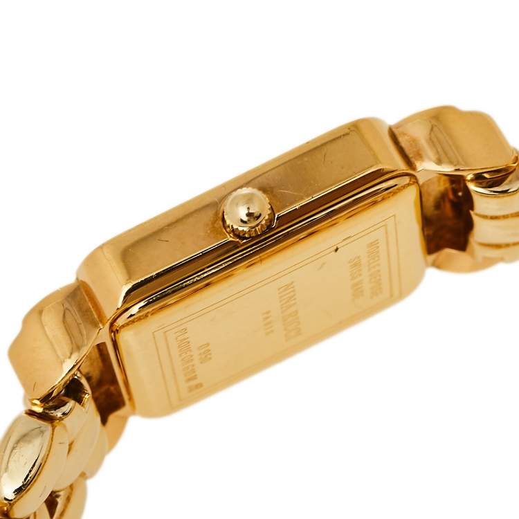 Pre Owned Nina Ricci Mother of Pearl Gold Plated Stainless Steel D950 Women's Wristwatch 18 mm