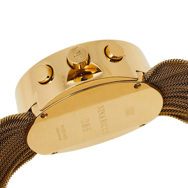 Pre Owned Nina Ricci Silver Gold Tone Stainless Steel N021.45 Women's Wristwatch 31 mm