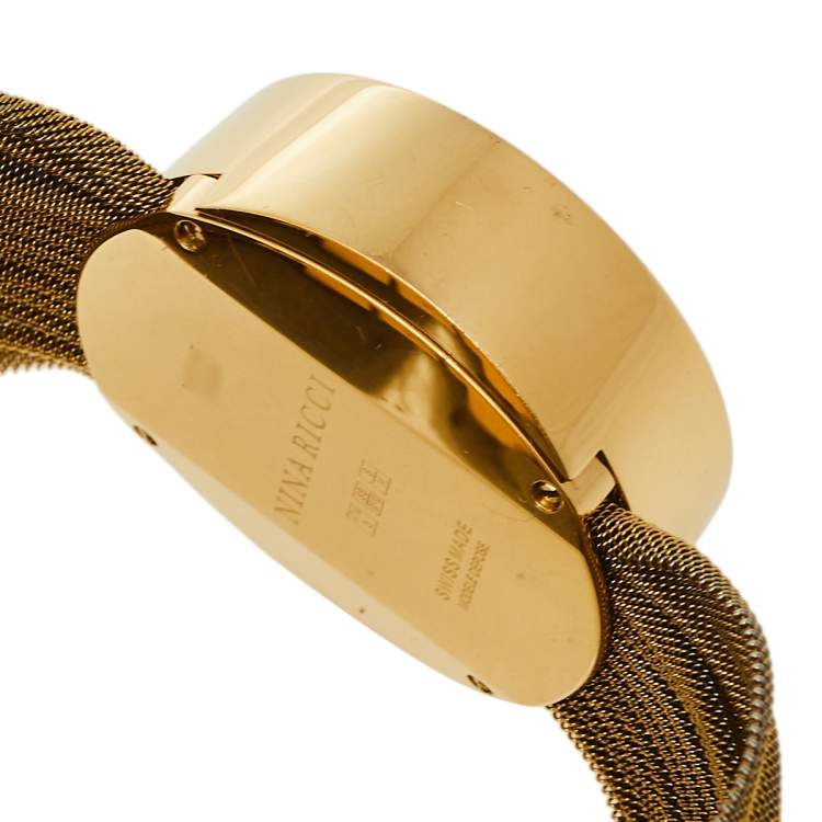 Pre Owned Nina Ricci Silver Gold Tone Stainless Steel N021.45 Women's Wristwatch 31 mm