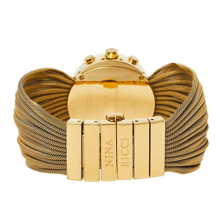 Pre Owned Nina Ricci Silver Gold Tone Stainless Steel N021.45 Women's Wristwatch 31 mm