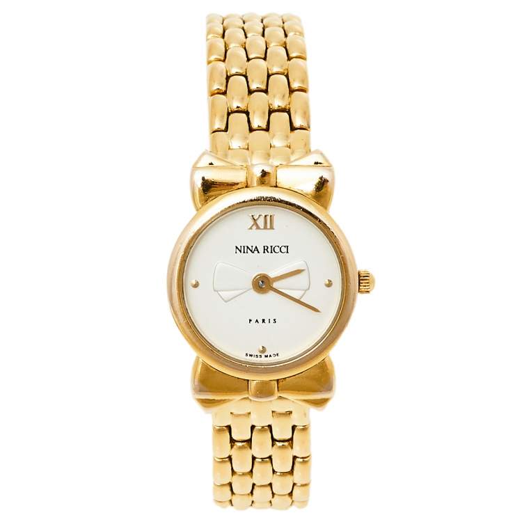 Nina Ricci Silver Gold Plated Stainless Steel D Women's Wristwatch  mm  Nina Ricci   The Luxury Closet