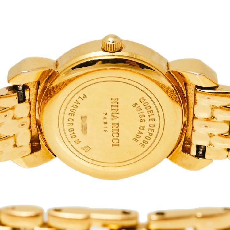 Pre Owned Nina Ricci Silver Gold Plated Stainless Steel D953 Women's Wristwatch 20 mm