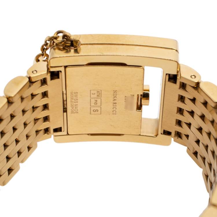 Pre Owned Nina Ricci Silver Gold Tone Stainless Steel N022.43 Women's Wristwatch 28.5 mm