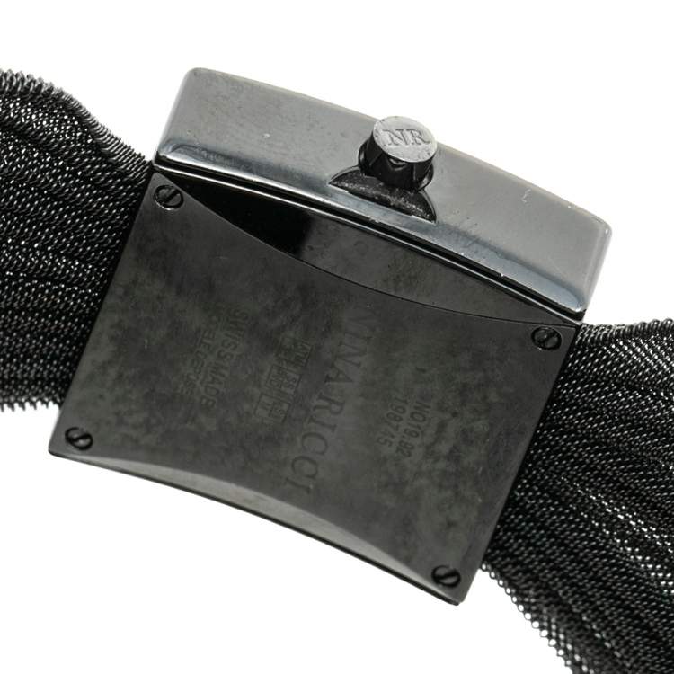 Pre Owned Nina Ricci Black PVD Coated Stainless Steel Diamonds NO19.92 Women's Wristwatch 24 mm