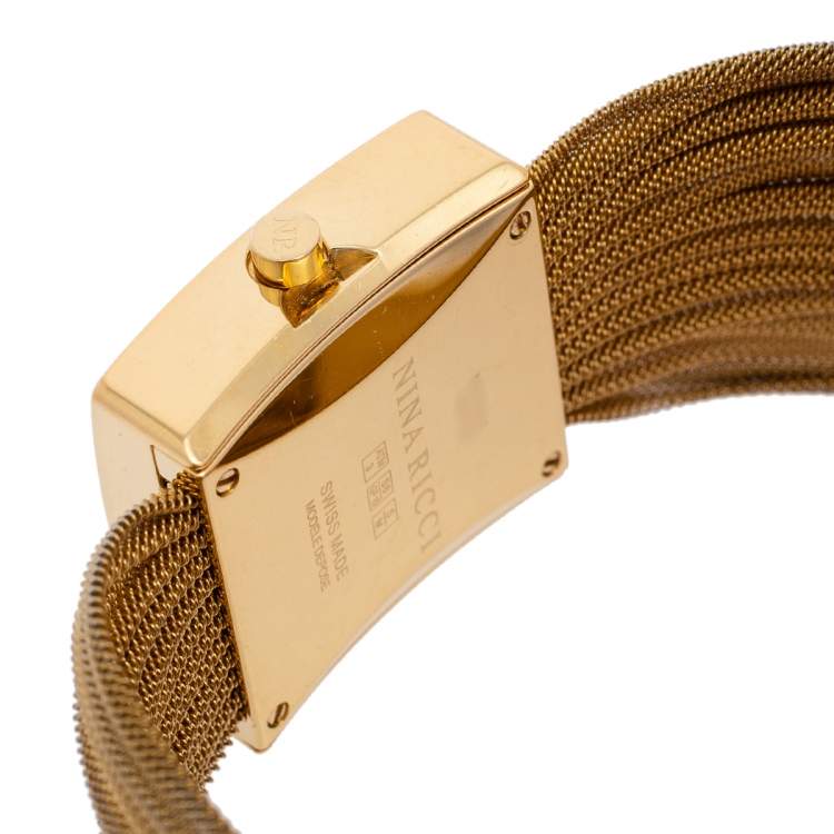 Pre Owned Nina Ricci Silver Gold Plated Stainless Steel Designer NO19.42 Women's Wristwatch 24 mm 