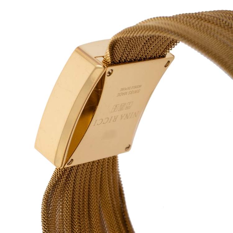 Pre Owned Nina Ricci Silver Gold Plated Stainless Steel Designer NO19.42 Women's Wristwatch 24 mm 