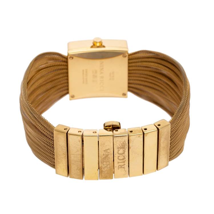 Pre Owned Nina Ricci Silver Gold Plated Stainless Steel Designer NO19.42 Women's Wristwatch 24 mm 